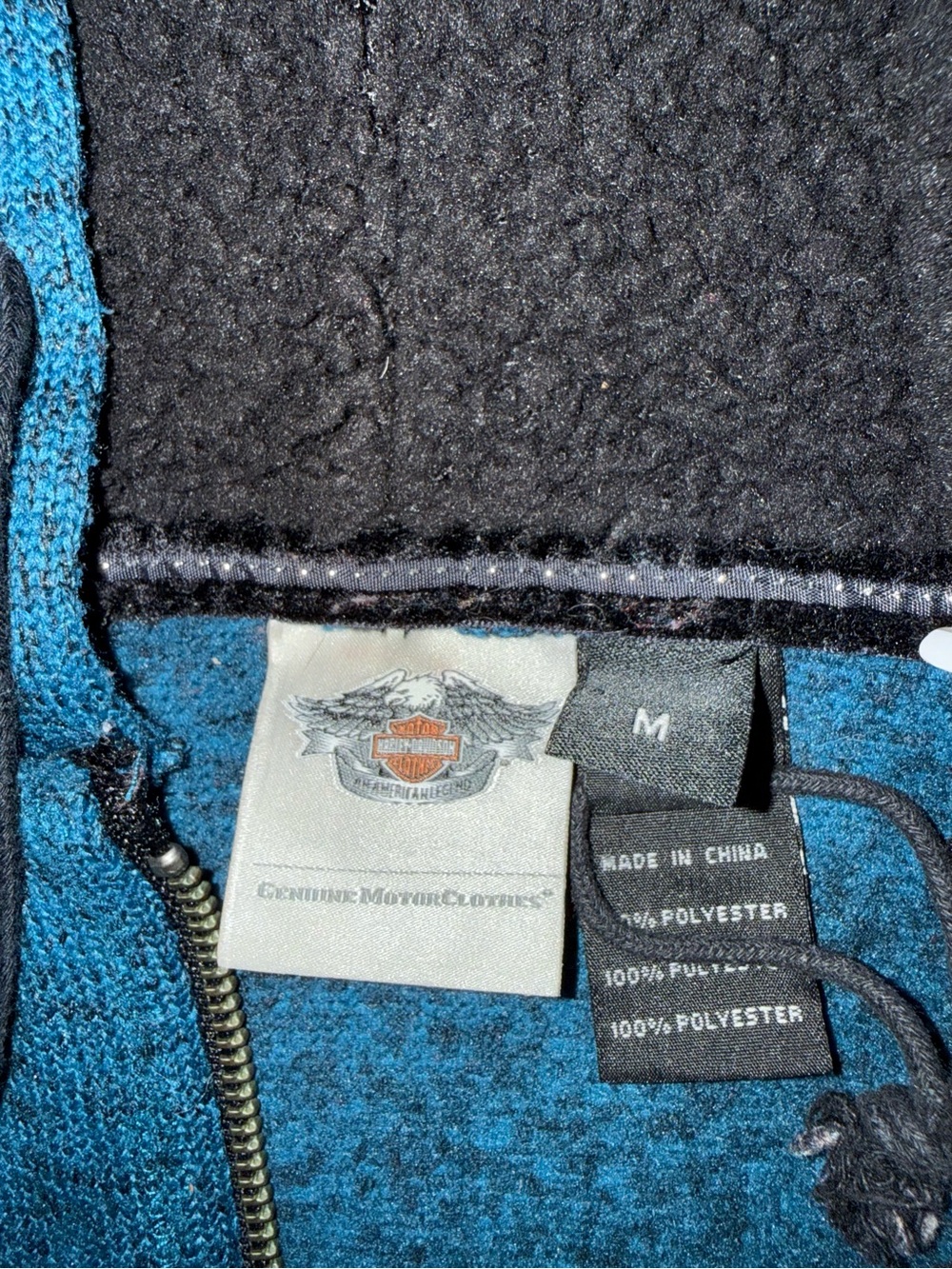 Harley-Davidson Teal Hoodie with Embellished Cross and Wings - Picture 4 of 4